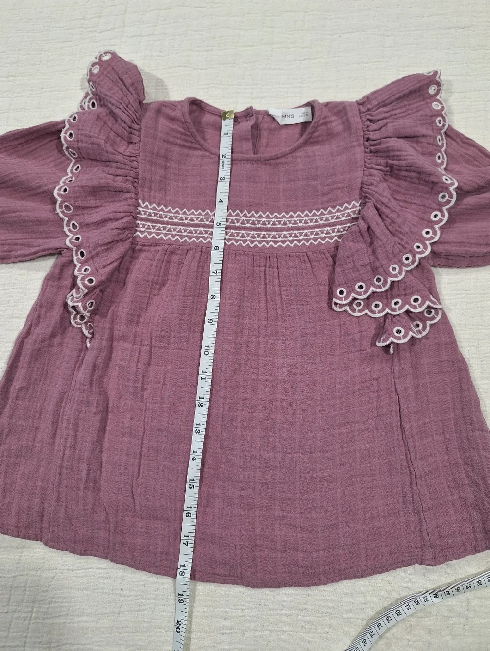 Mango Lavender Ruffle Long-Sleeve Blouse